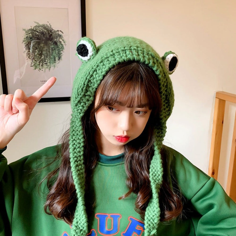 Knitted Cute Hat Frog Beanies (6 Colors) One Size Fit Most