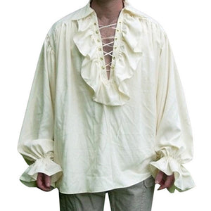 Medieval Lace Up Renaissance Long Sleeve Pirate Shirt (4 Colors) S-2XL