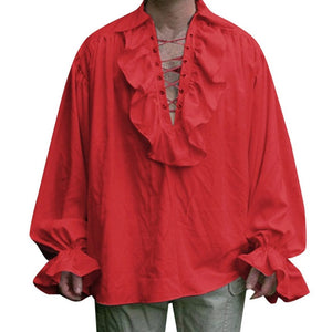 Medieval Lace Up Renaissance Long Sleeve Pirate Shirt (4 Colors) S-2XL