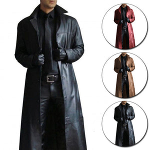 Matrix Halloween Viking Leather Coat Trench Punk Jacket Men's Plus Size 