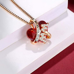 Crystal Heart "I love you Mom" Pendant Necklace (2 Colors)