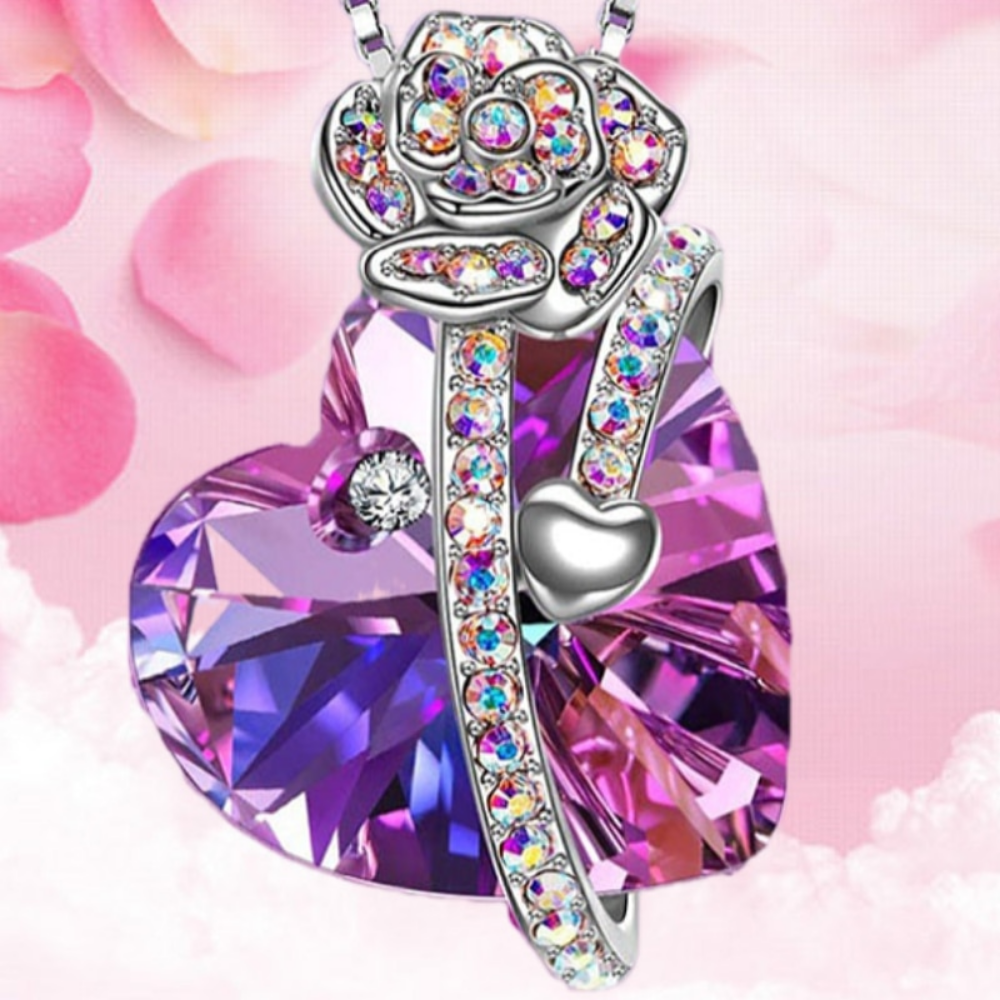 Swarovski® Crystal Rose Heart Pendant Earring Necklace (3 Options)