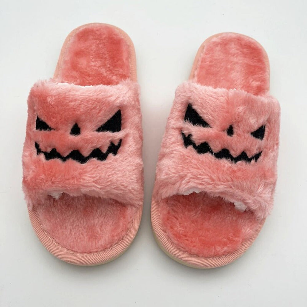 Halloween Pumpkin Fuzzy Slippers (4 Colors) 9 Sizes