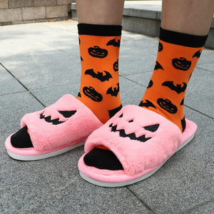 Halloween Pumpkin Fuzzy Slippers (4 Colors) 9 SizesHalloween Pumpkin Fuzzy Slippers (4 Colors) 9 Sizes