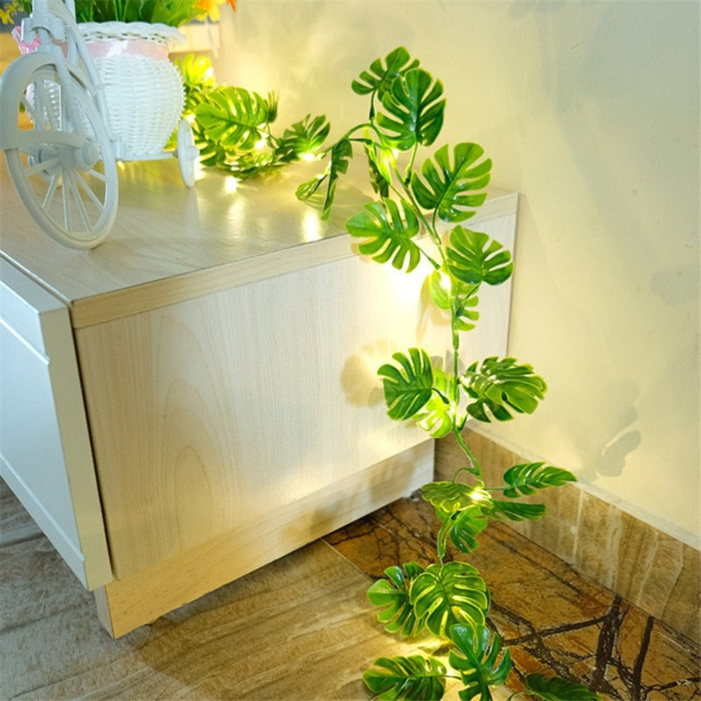 LED Green Leaf flower String Vine Fairy Lights