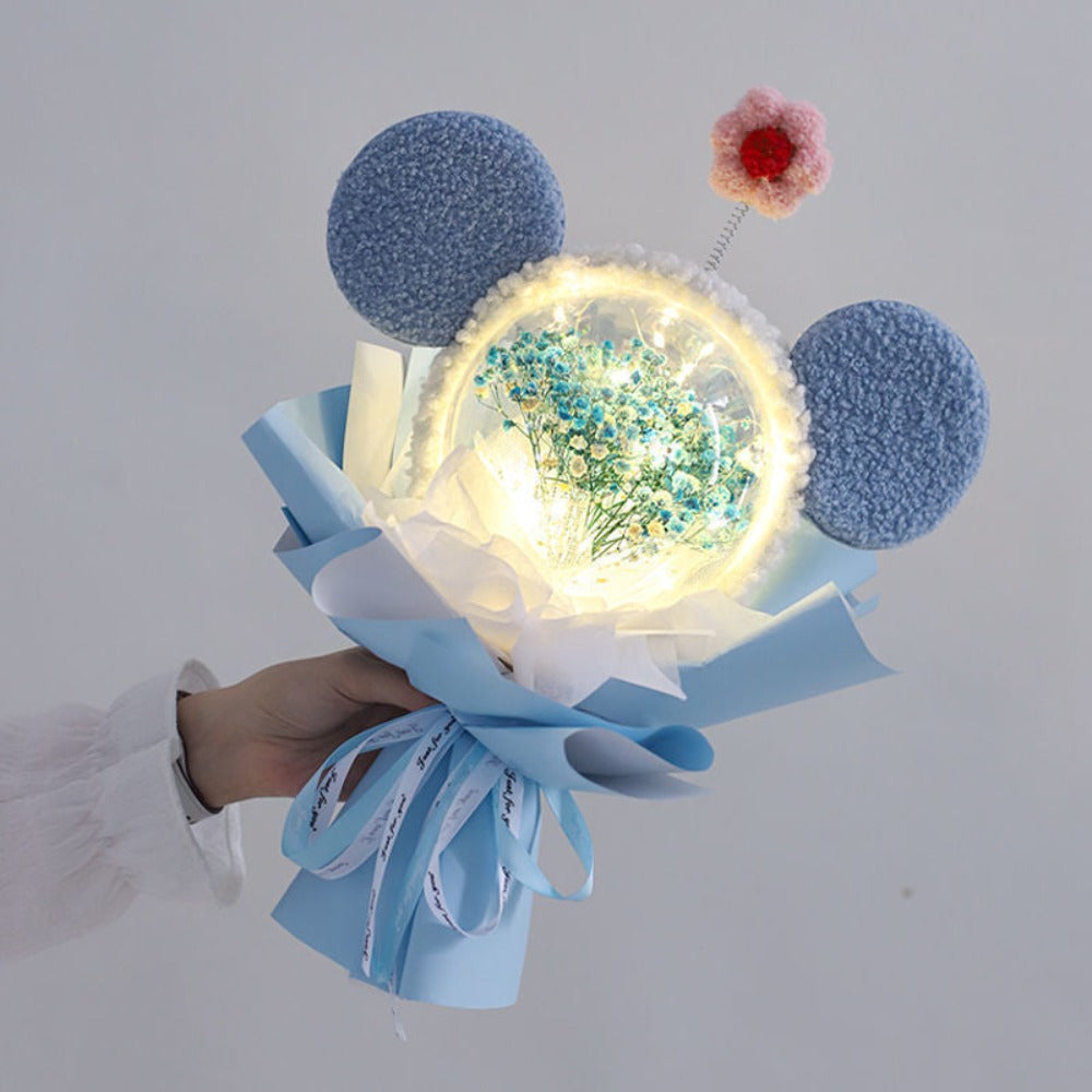 Acrylic Bubble Flowers Cat Bunny Ear Shape Bouquet