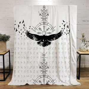 3D Viking Rune Compass Raven Valhalla Throw Blanket (18 Style) 4 Sizes