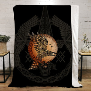 3D Viking Rune Compass Raven Valhalla Throw Blanket (18 Style) 4 Sizes
