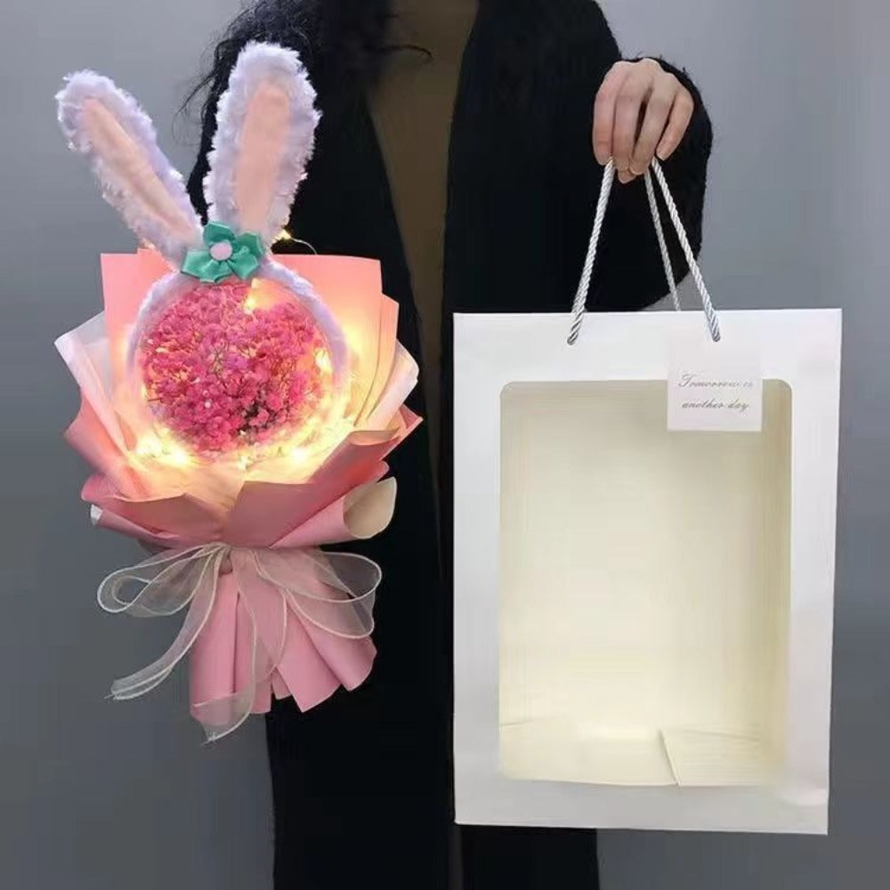 Acrylic Bubble Flowers Cat Bunny Ear Shape Bouquet