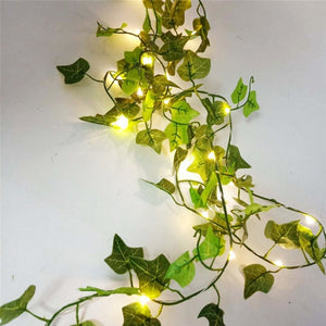 LED Green Leaf flower String Vine Fairy Lights