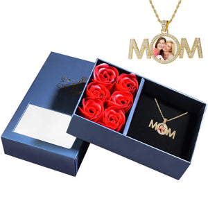 Custom Photo Mom Necklace & Flowers Gift Set (10 Style) 2 Colors