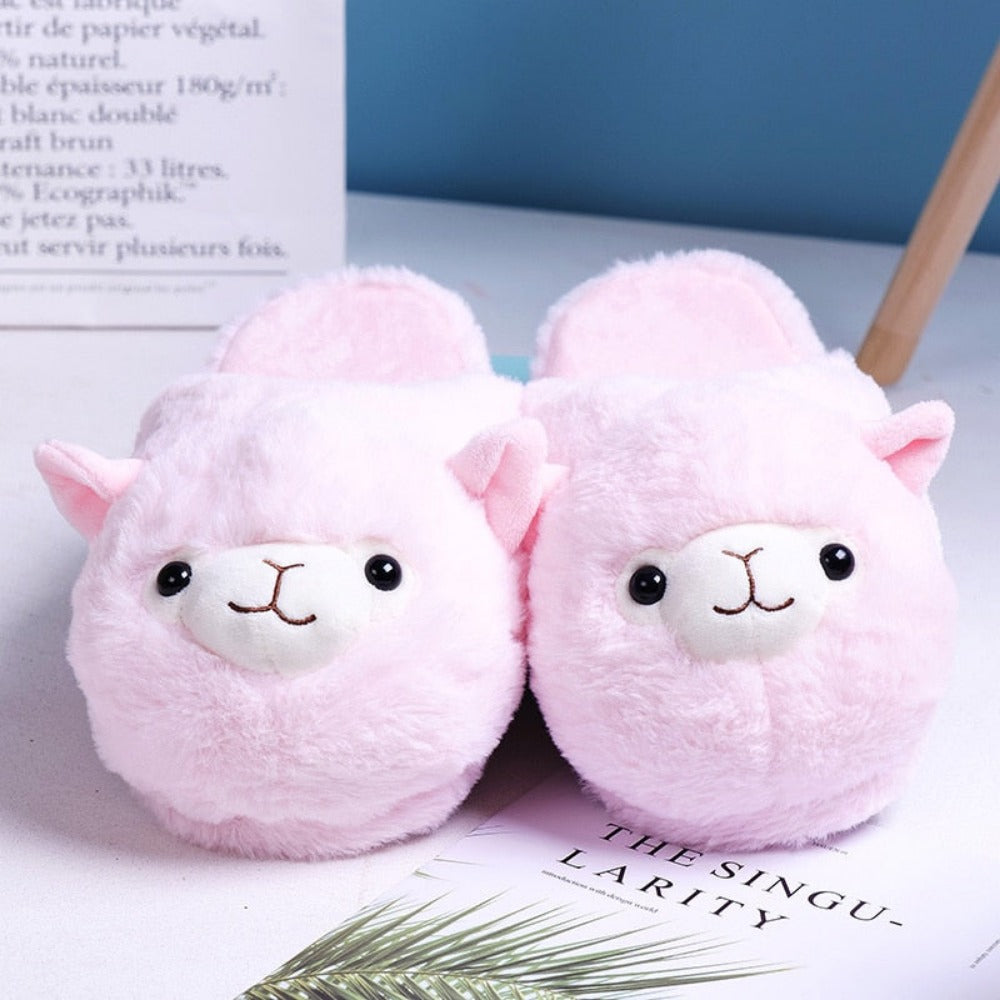 Unicorn Alpaca llama Cute Piggy Fuzzy Paw Slippers