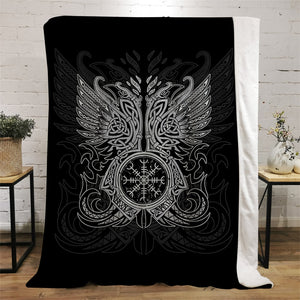 3D Viking Rune Compass Raven Valhalla Throw Blanket (18 Style) 4 Sizes
