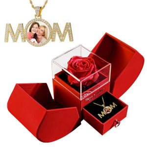 Custom Photo Mom Necklace & Flowers Gift Set (10 Style) 2 Colors