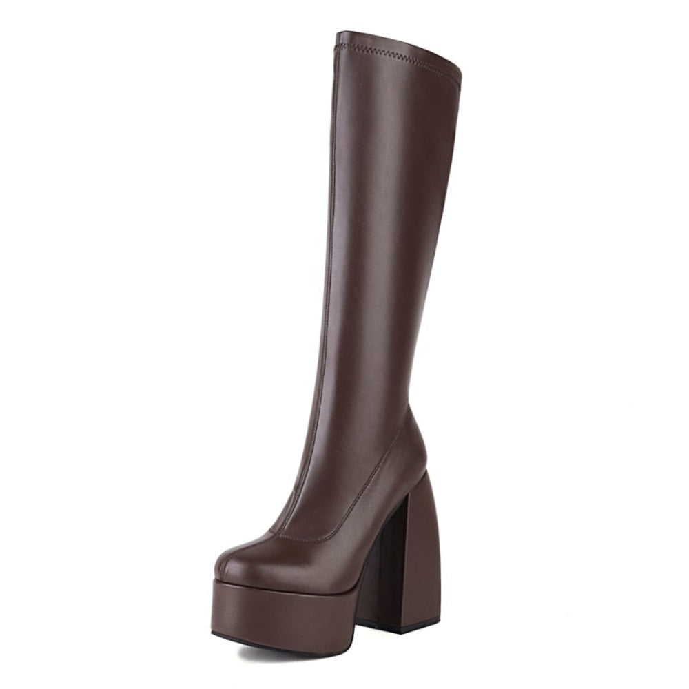 Knee High Heel Platform Boots (4 Colors) Size 3-14