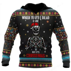 Merry Christmas Skull Printed Hooded Sweater (16 Styles) XS-4XL