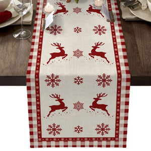 Tree Elk Snowflake Plaid Table Runner Christmas Décor (6 Design) 150CM-200CM