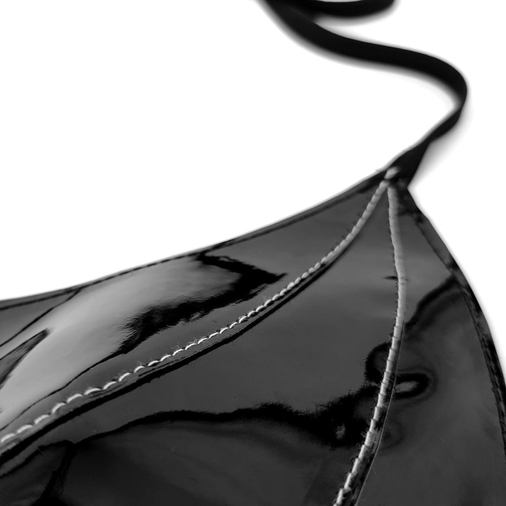 Black PU Leather Bat Halter Lingerie (S-L)