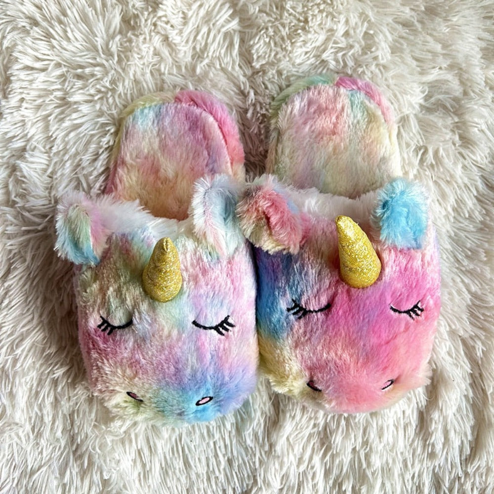 Unicorn Alpaca llama Cute Piggy Fuzzy Paw Slippers