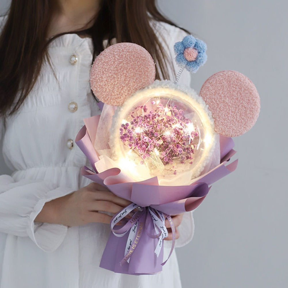 Acrylic Bubble Flowers Cat Bunny Ear Shape Bouquet
