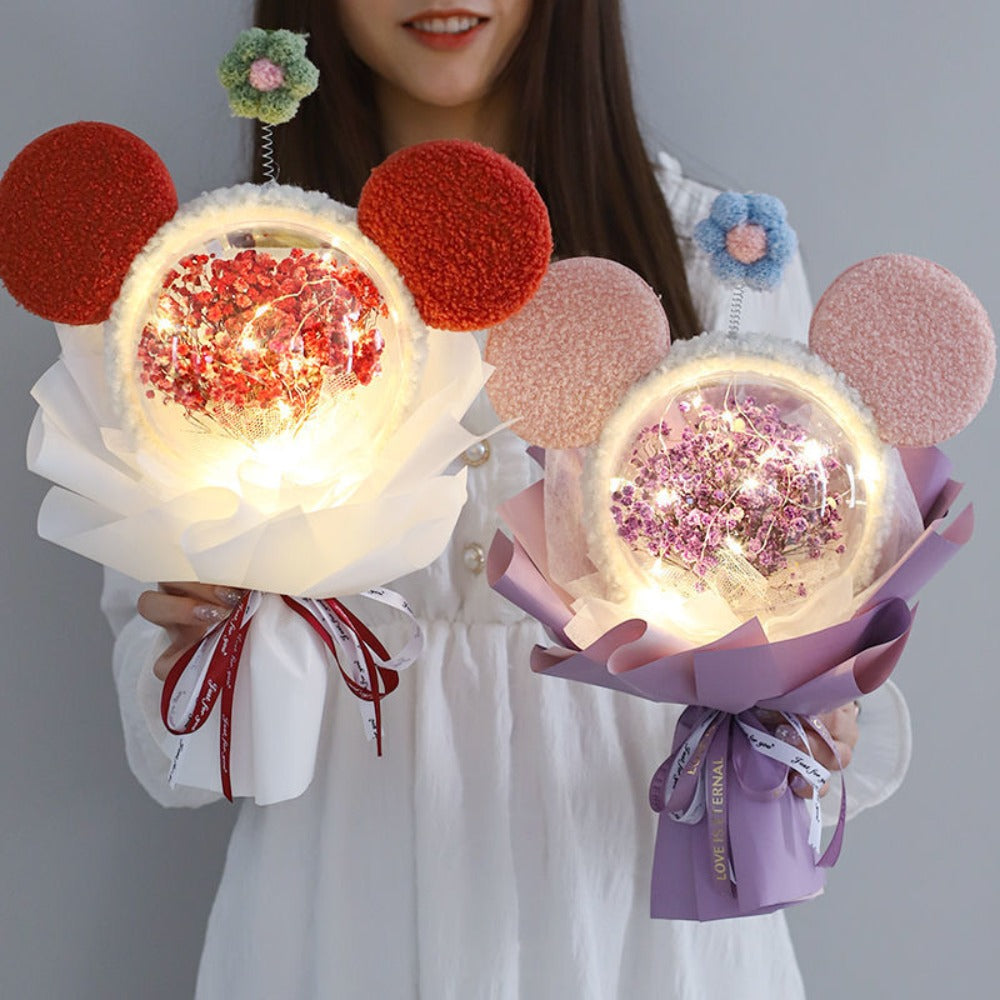 Acrylic Bubble Flowers Cat Bunny Ear Shape Bouquet