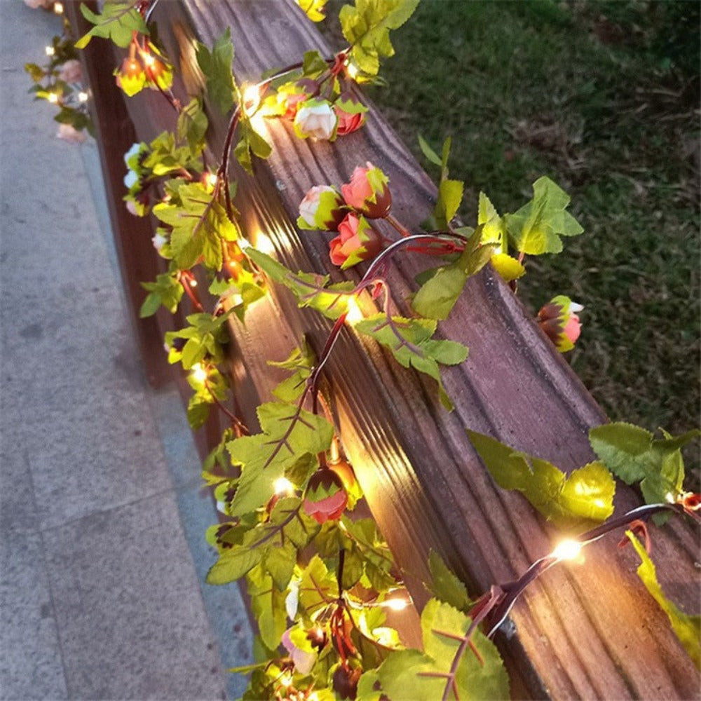 LED Green Leaf flower String Vine Fairy Lights