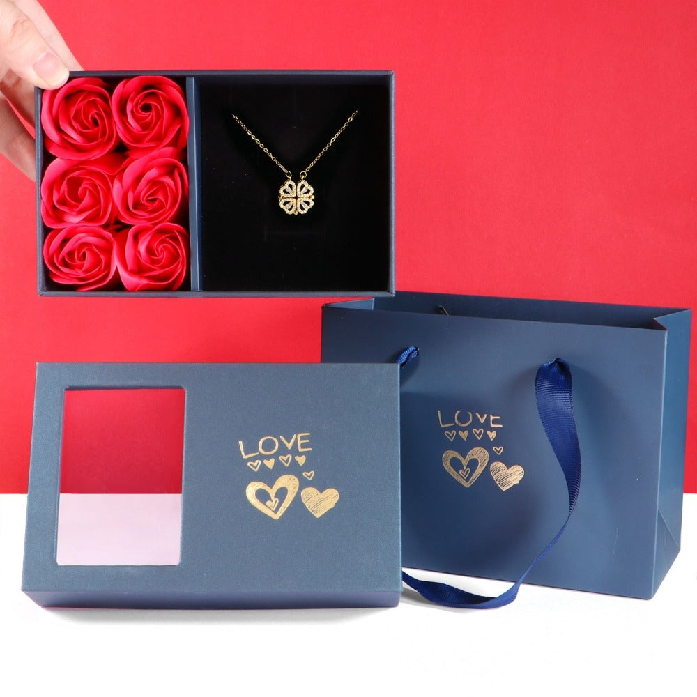 Clover Necklace Eternal Rose Gift Box (3 Style) with Gift Bag