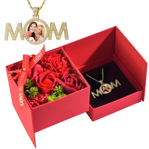 Custom Photo Mom Necklace & Flowers Gift Set (10 Style) 2 Colors
