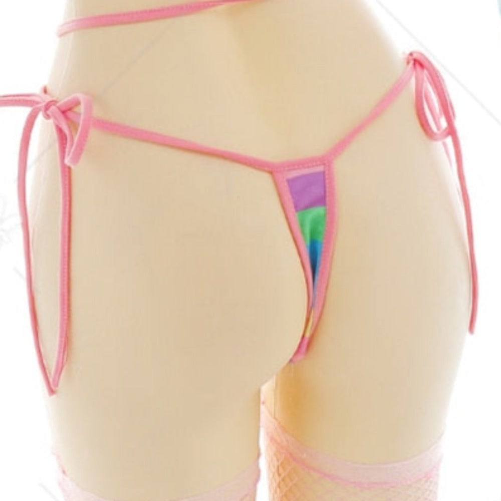 Rainbow Stripe Yes Daddy Cosplay Set Lingerie (Small-XL) 