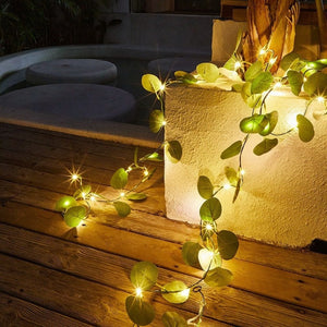 LED Green Leaf flower String Vine Fairy Lights