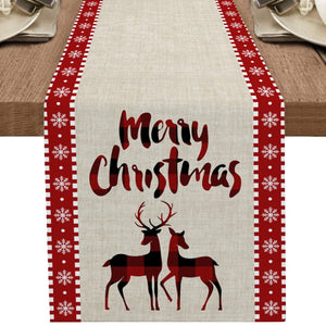 Tree Elk Snowflake Plaid Table Runner Christmas Décor (6 Design) 150CM-200CM
