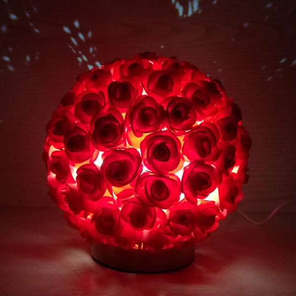 Mothers Day Rose Lamp Flower Lantern Night Light Table Red Pink White