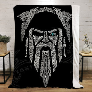 3D Viking Rune Compass Raven Valhalla Throw Blanket (18 Style) 4 Sizes