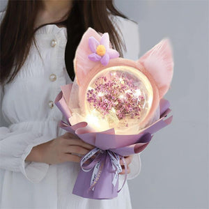 Acrylic Bubble Flowers Cat Bunny Ear Shape Bouquet