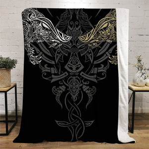 3D Viking Rune Compass Raven Valhalla Throw Blanket (18 Style) 4 Sizes