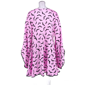 Gothic Printed Bat V-Neck Fairy Dress (2 Colors) S-2X