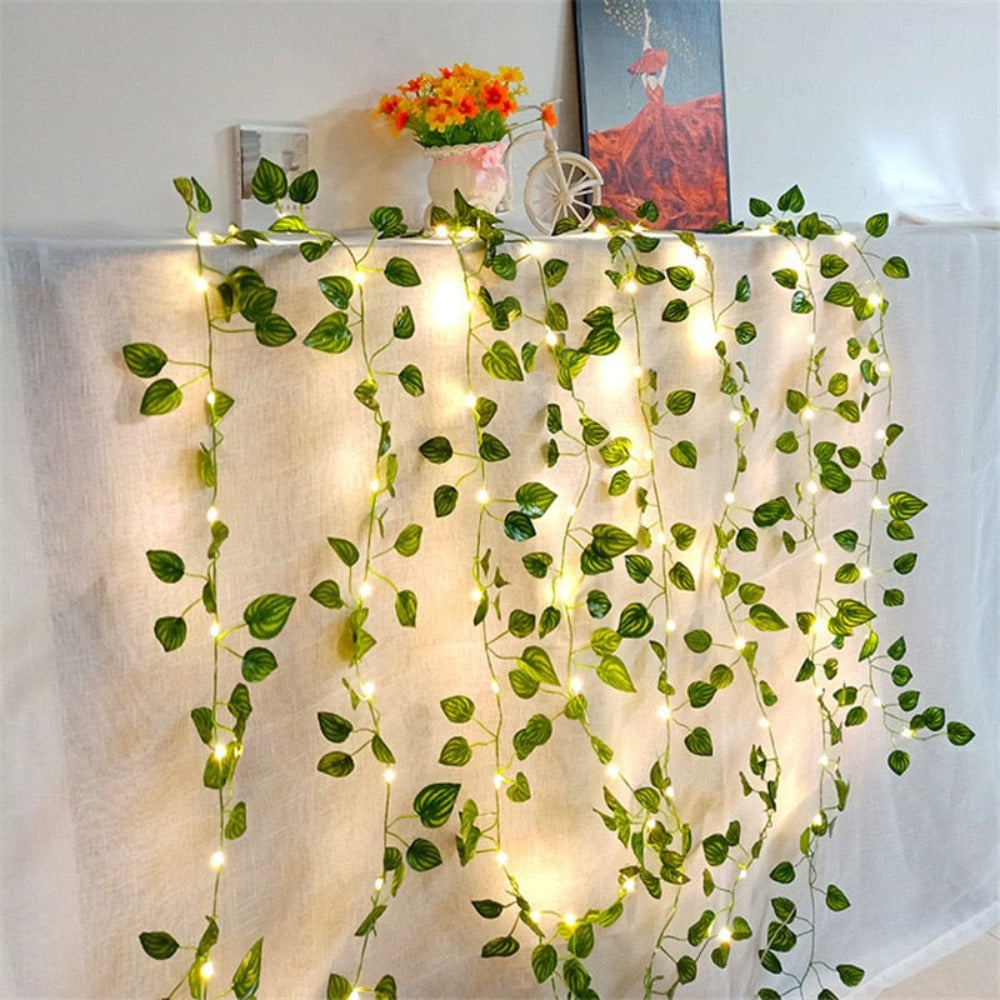 LED Green Leaf flower String Vine Fairy Lights