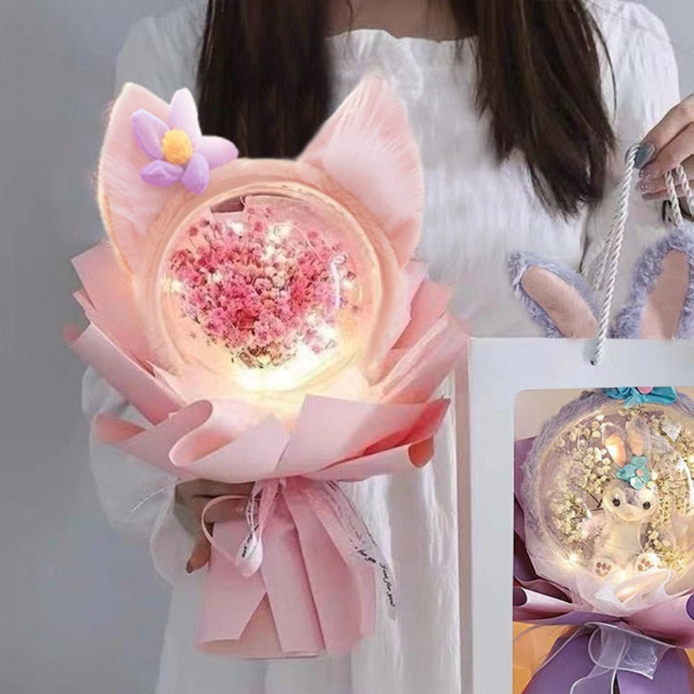 Acrylic Bubble Flowers Cat Bunny Ear Shape Bouquet