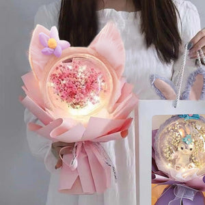 Acrylic Bubble Flowers Cat Bunny Ear Shape Bouquet