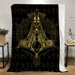 3D Viking Rune Compass Raven Valhalla Throw Blanket (18 Style) 4 Sizes