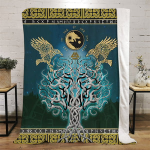 3D Viking Rune Compass Raven Valhalla Throw Blanket (18 Style) 4 Sizes