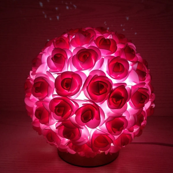 Mothers Day Rose Lamp Flower Lantern Night Light Table Red Pink White