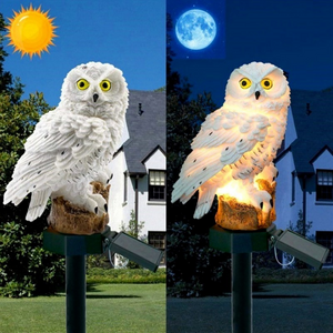 Solar Owl Outdoor Lawn Garden Light Night Waterproof Unique Lamp