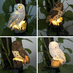 Solar Owl Outdoor Lawn Garden Light Night Waterproof Unique Lamp
