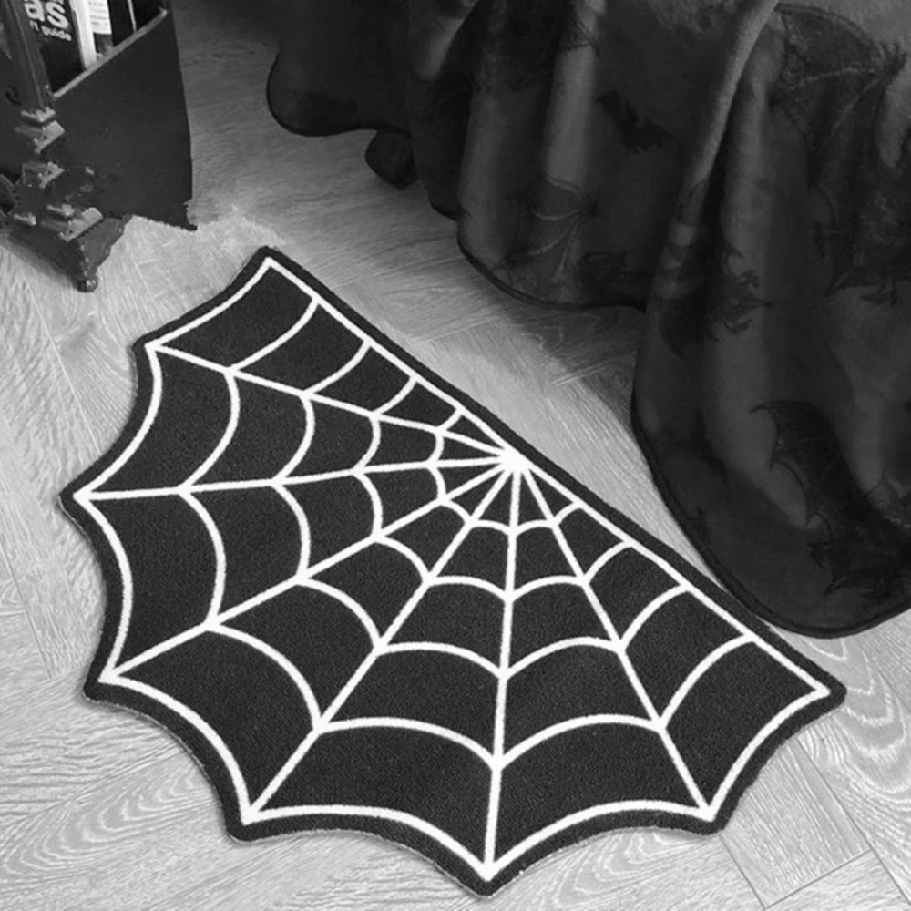 Spider Wed Rug Halloween Spiderweb Carpet Rug Door Mat Cobweb Gothic Bathroom Macabre ...