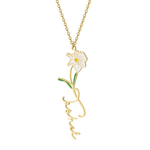 *Custom 2-4 weeks to make* Name Flower Birth Necklace (3 Colors)