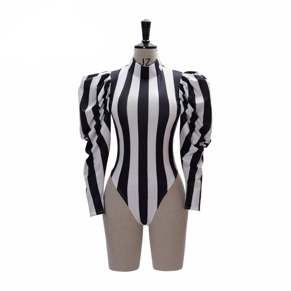 White Stripes Bodysuit Beetlejuice Costume (Size XS-3XL)