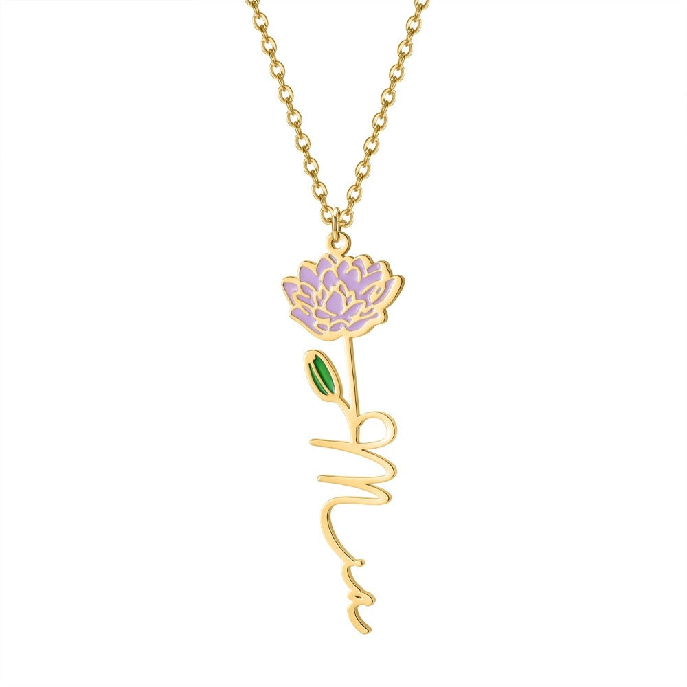*Custom 2-4 weeks to make* Name Flower Birth Necklace (3 Colors)