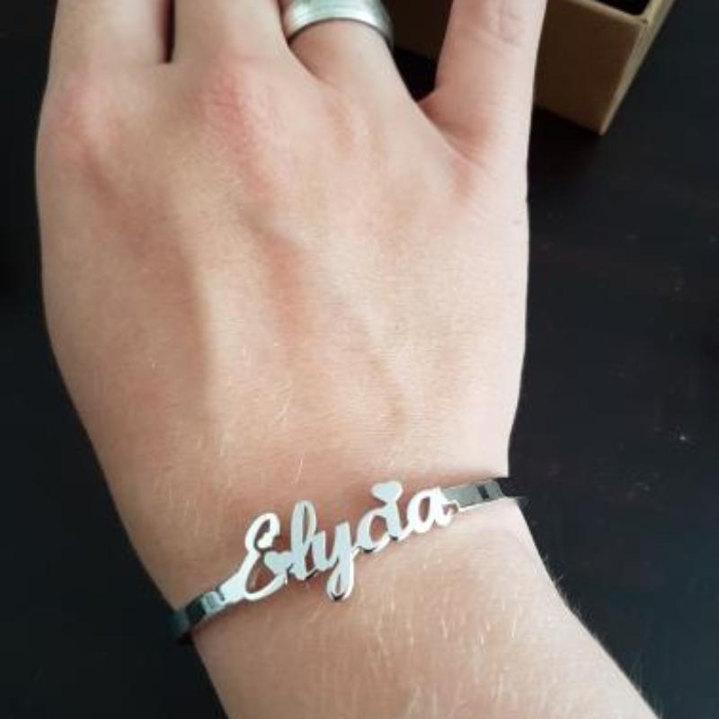 Custom Laser Cut Infinite Name Bangle Bracelet