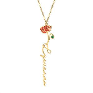 *Custom 2-4 weeks to make* Name Flower Birth Necklace (3 Colors)